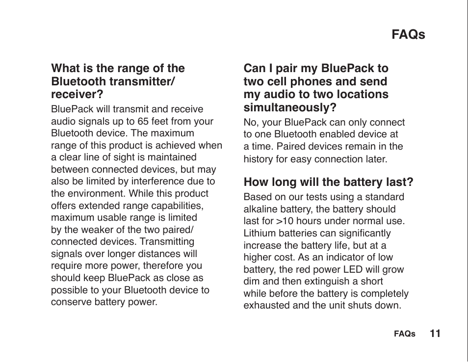 Faqs | JK Audio BluePack User Manual | Page 17 / 24