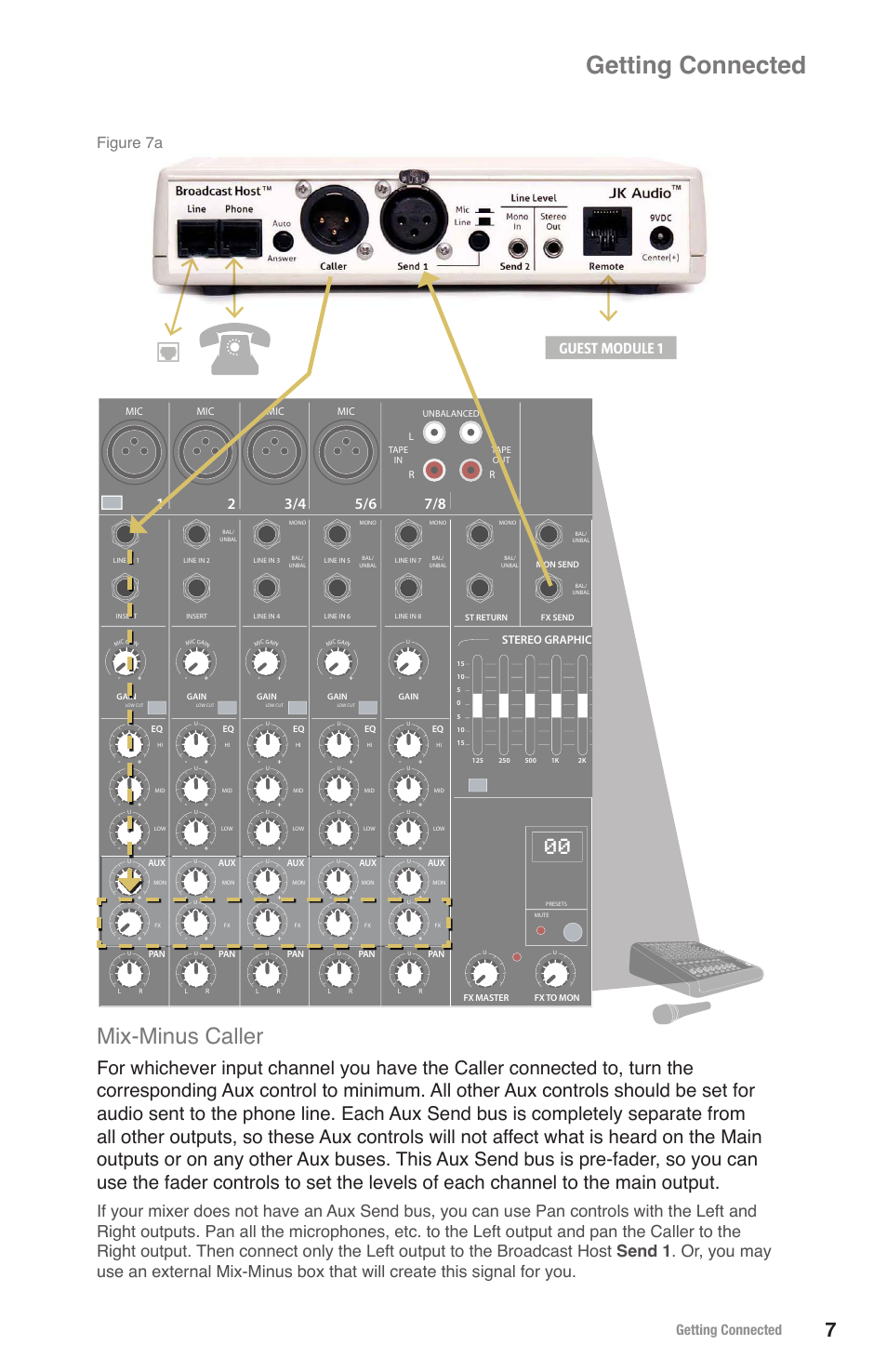 Mix-minus caller, Mon main, Guest module 1 figure 7a | Getting connected, Stereo graphic eq | JK Audio Broadcast Host User Manual | Page 11 / 20
