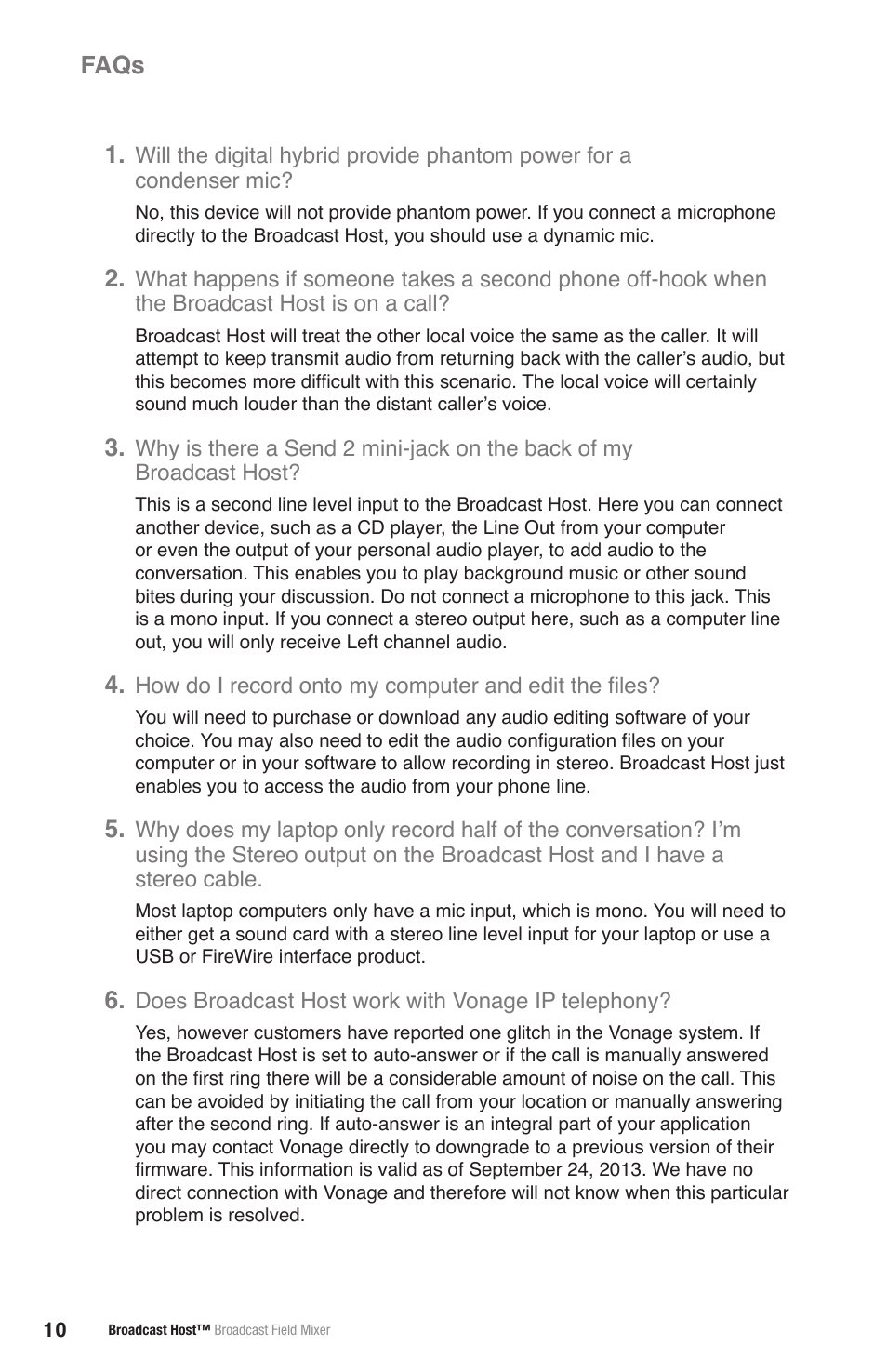 Faqs | JK Audio Broadcast Host User Manual | Page 14 / 20