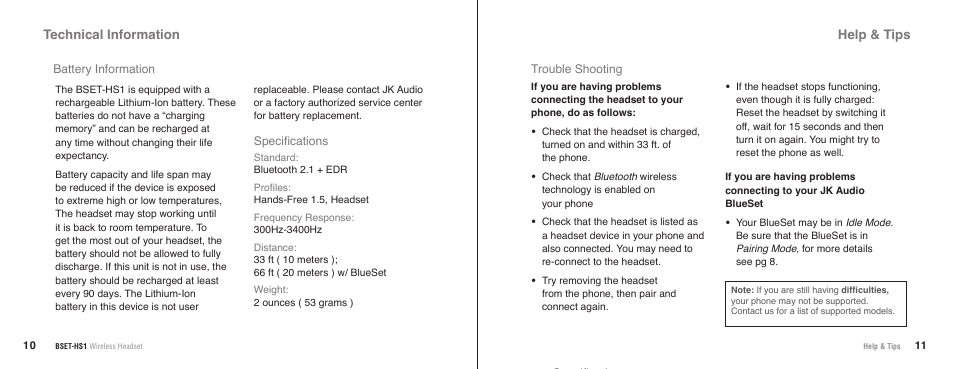 Technical information help & tips | JK Audio BSET-HS1 User Manual | Page 8 / 11