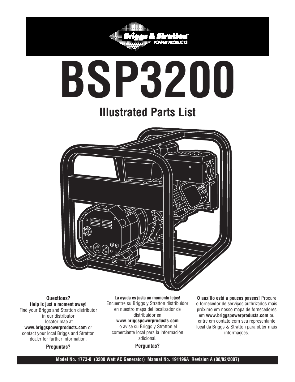 Briggs & Stratton BSP3200 User Manual | 4 pages