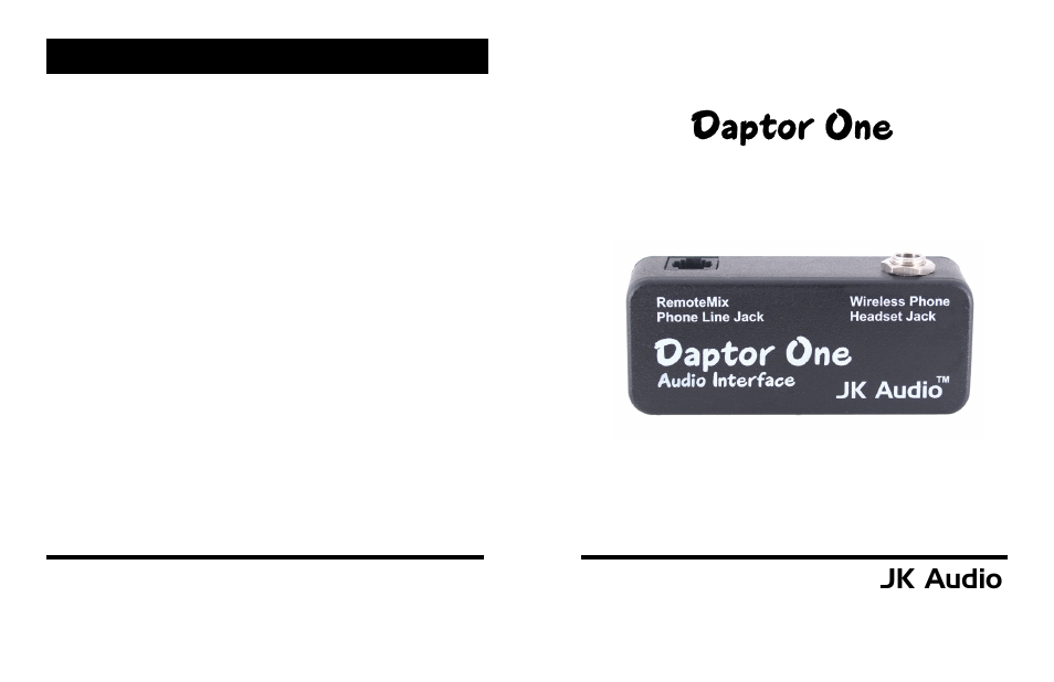 JK Audio Daptor One User Manual | 4 pages