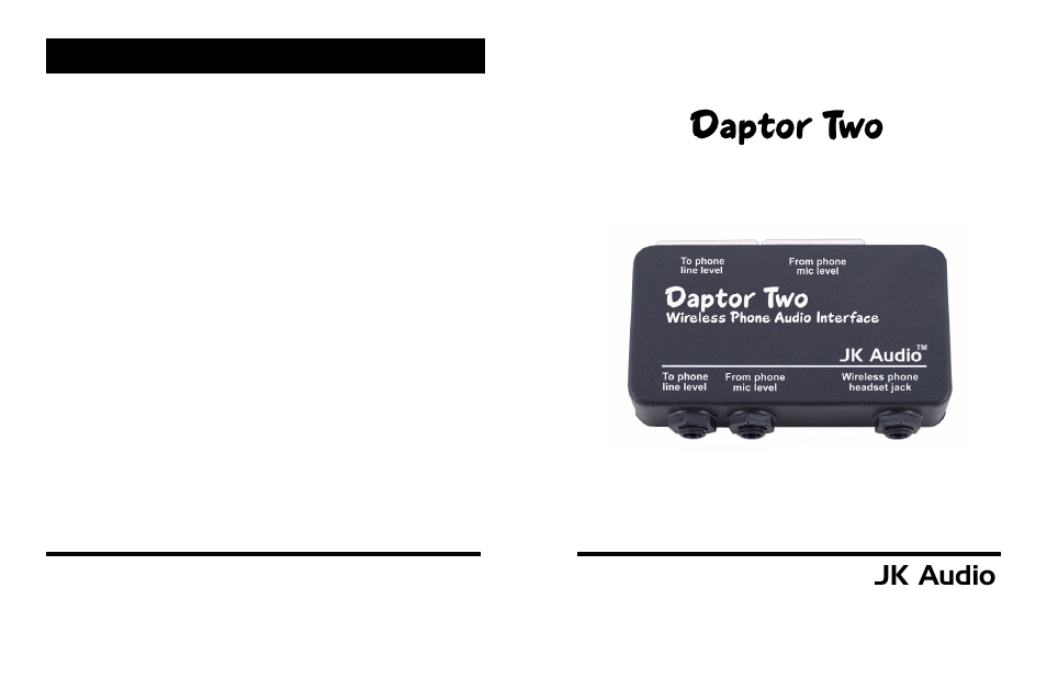 JK Audio Daptor Two User Manual | 4 pages