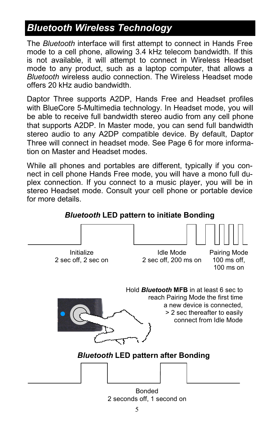 Bluetooth wireless technology | JK Audio Daptor Three User Manual | Page 5 / 12