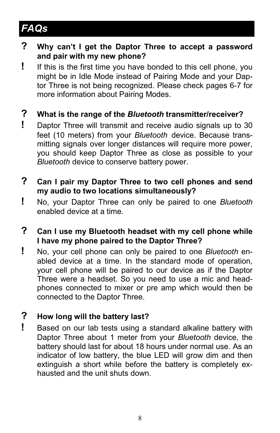 Faqs | JK Audio Daptor Three User Manual | Page 8 / 12