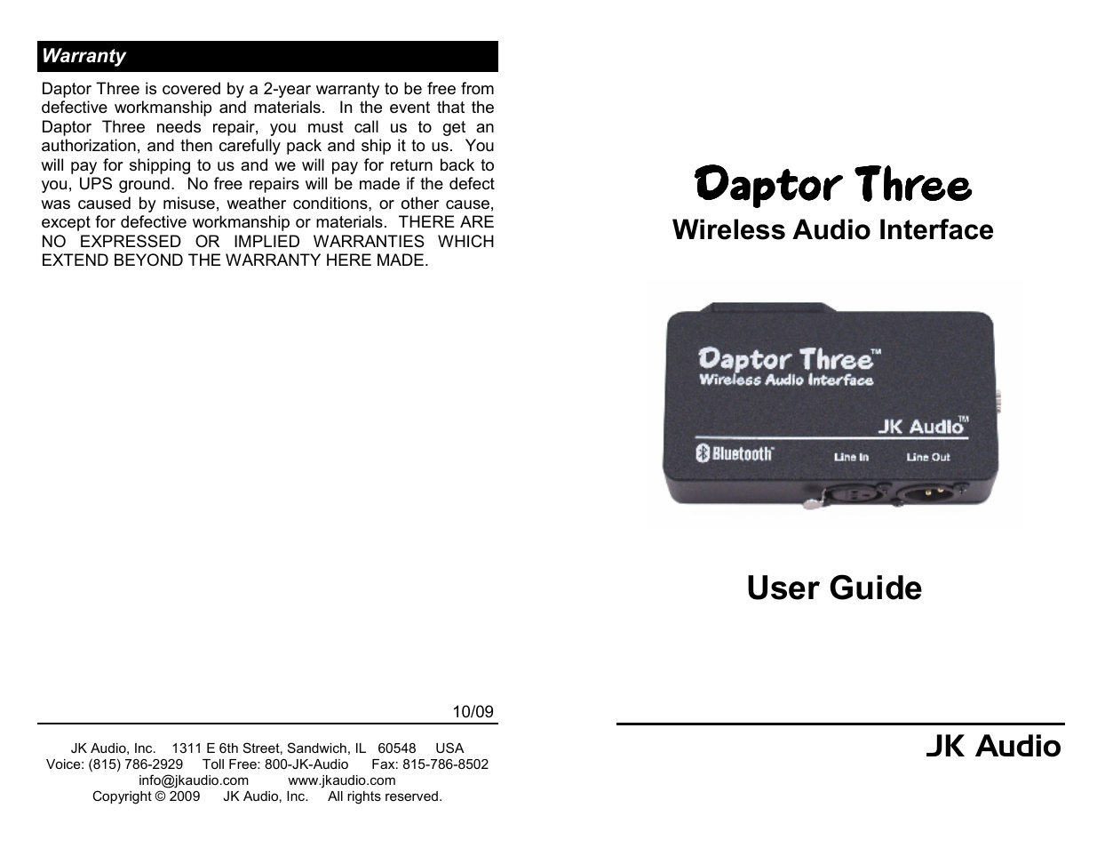 JK Audio Daptor Three User Manual | 6 pages
