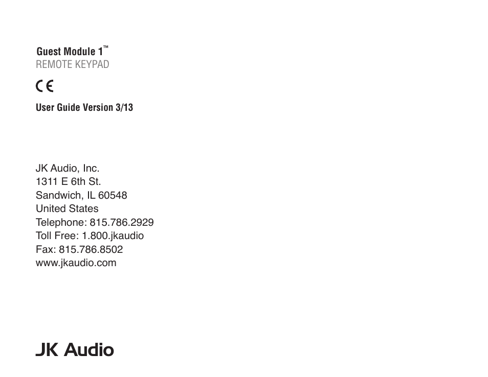 Jk audio | JK Audio Guest Module 1 User Manual | Page 5 / 5