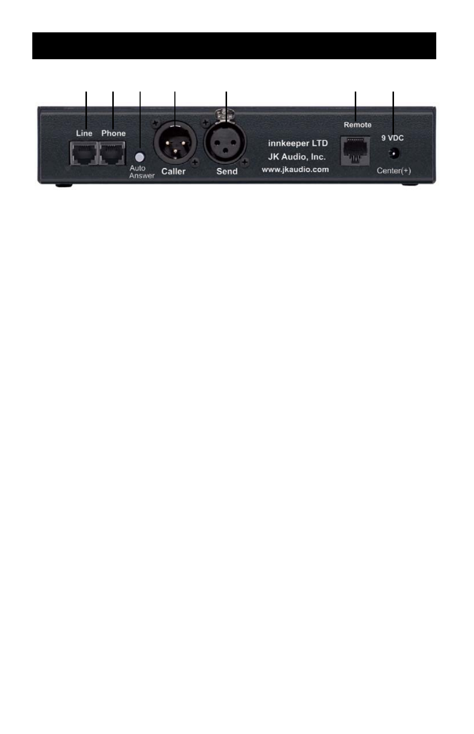 Features — rear view | JK Audio innkeeper LTD User Manual | Page 6 / 20