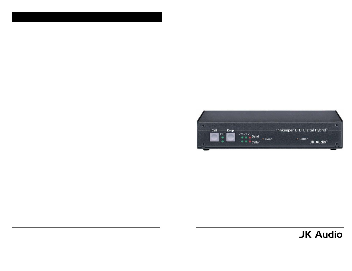 JK Audio innkeeper LTD User Manual | 10 pages
