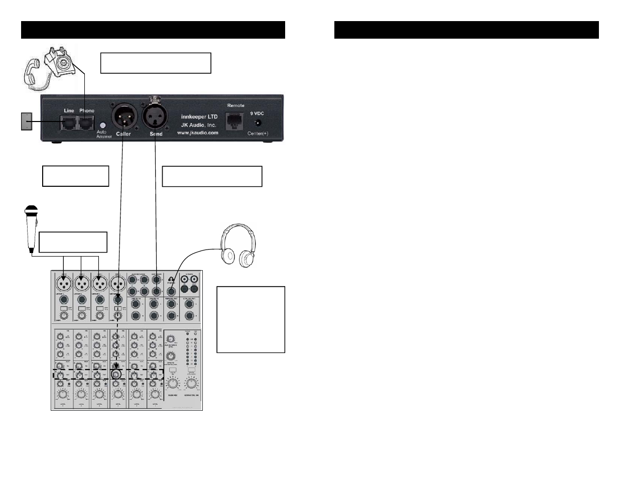 Studio mix-minus setup, Connection - alternate setup diagrams operation | JK Audio innkeeper LTD User Manual | Page 8 / 10