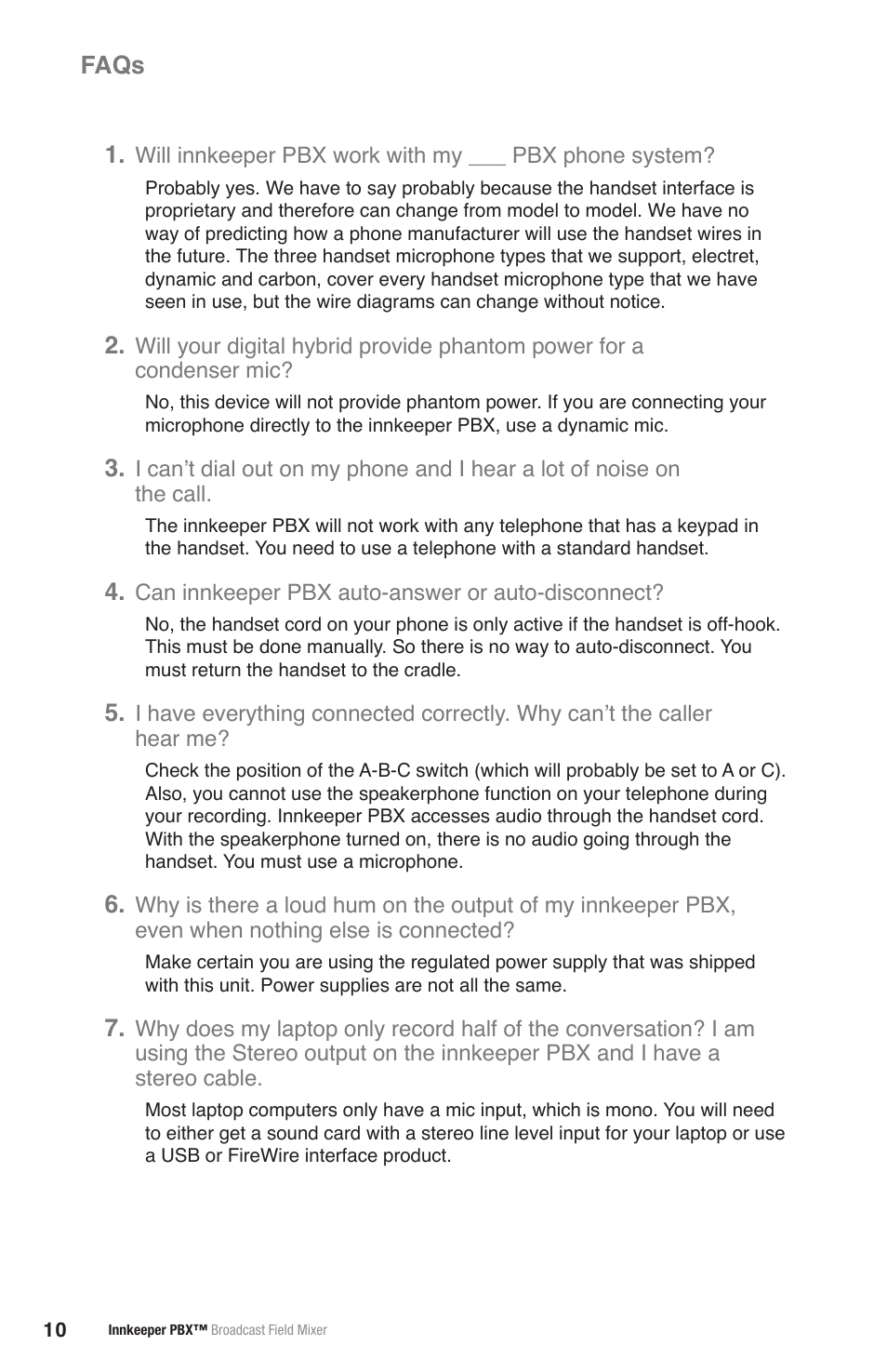 Faqs | JK Audio innkeeper PBX User Manual | Page 14 / 20