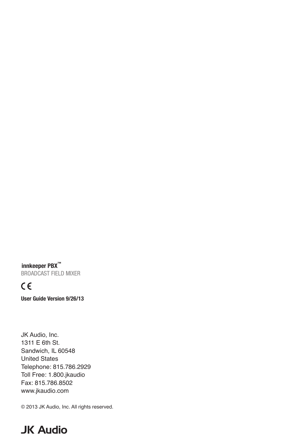 Jk audio | JK Audio innkeeper PBX User Manual | Page 20 / 20