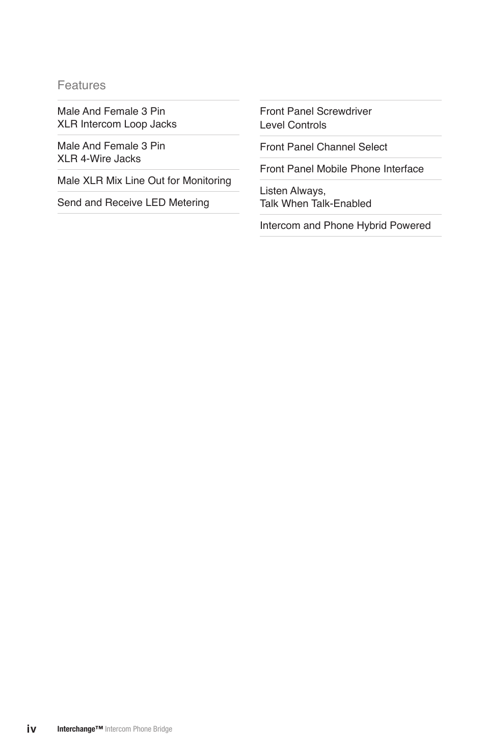 Features | JK Audio Interchange User Manual | Page 4 / 16