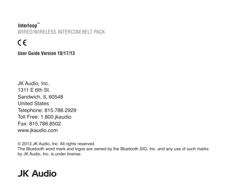 Jk audio | JK Audio Interloop User Manual | Page 24 / 24