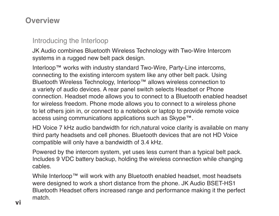 Overview | JK Audio Interloop User Manual | Page 6 / 24