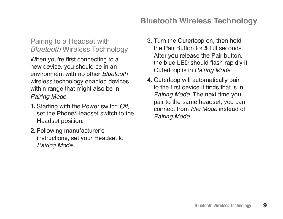 Bluetooth wireless technology | JK Audio Outerloop User Manual | Page 15 / 24