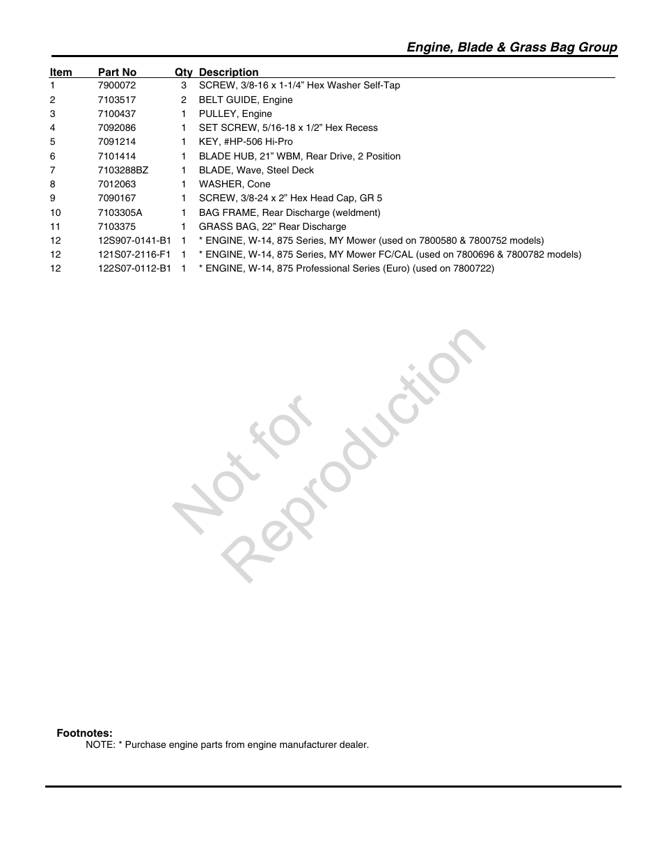 Not for reproduction | Briggs & Stratton SNAPPER 7800722 User Manual | Page 17 / 24