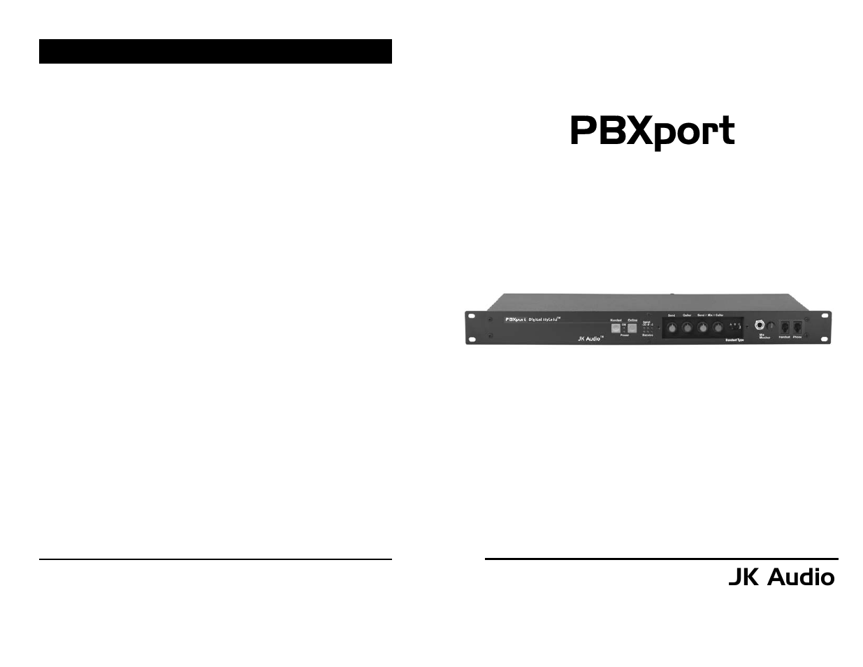 JK Audio PBXport User Manual | 8 pages