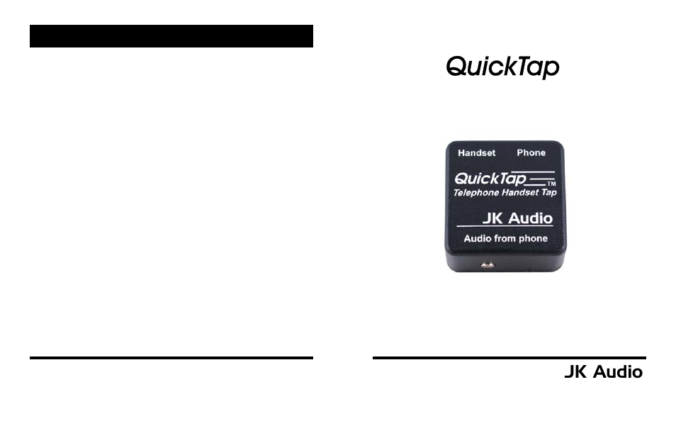 JK Audio QuickTap User Manual | 4 pages