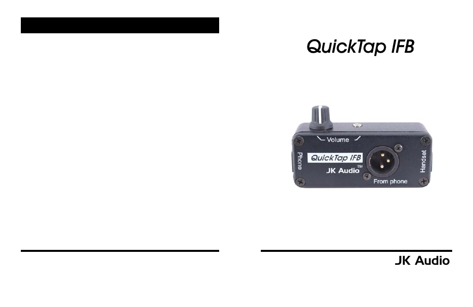 JK Audio QuickTap IFB User Manual | 4 pages