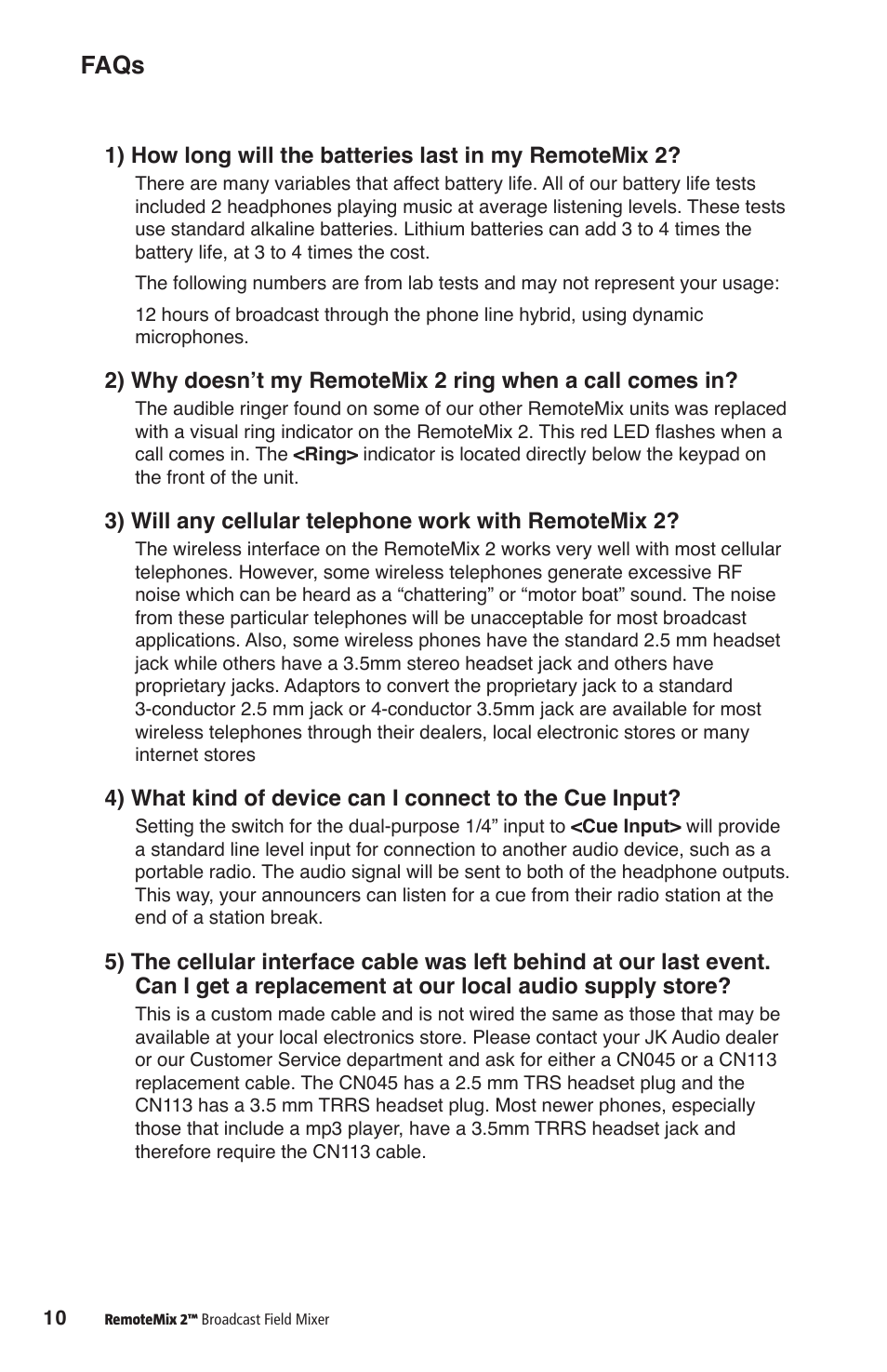 Faqs | JK Audio RemoteMix 2 User Manual | Page 14 / 20