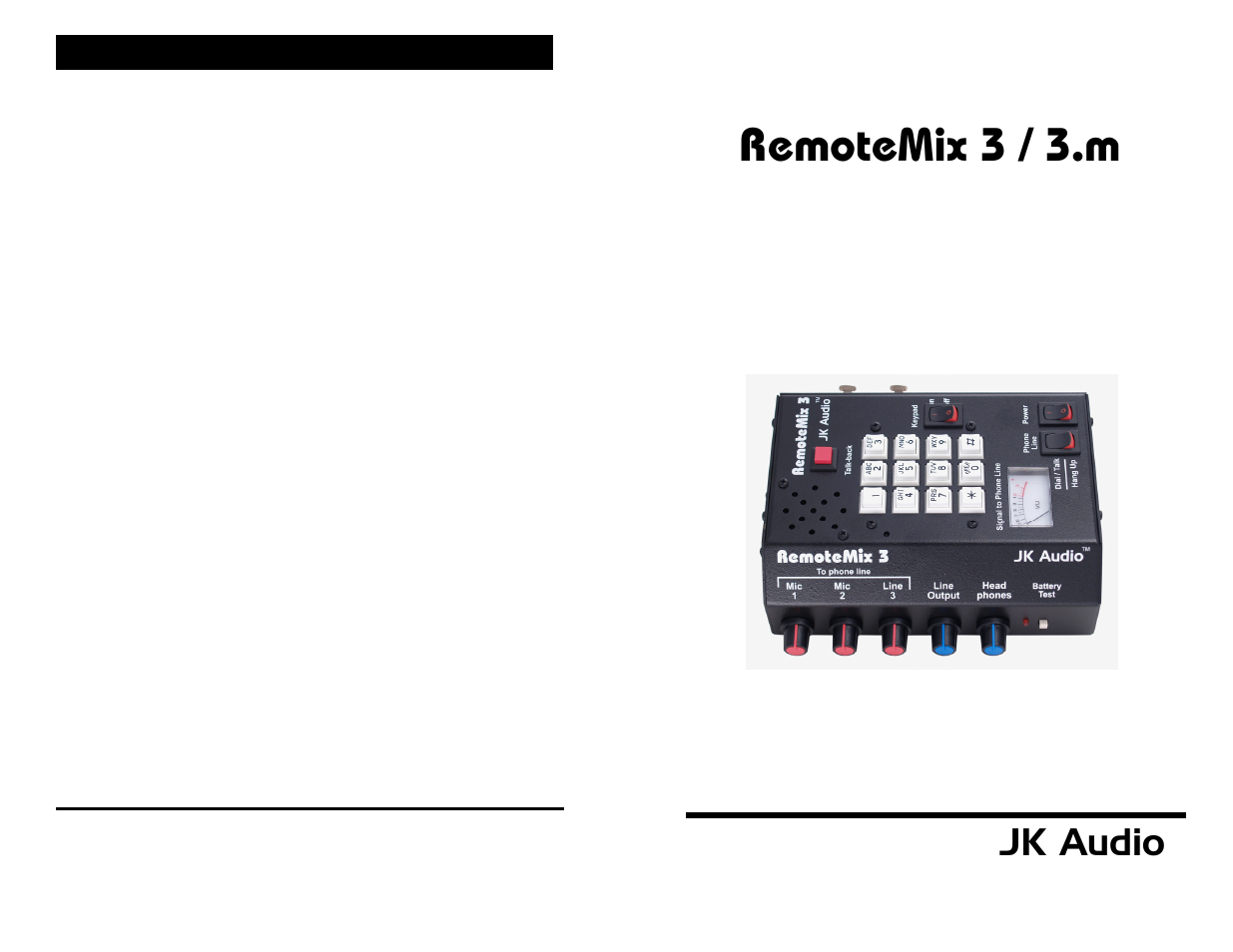 JK Audio RemoteMix 3 User Manual | 6 pages