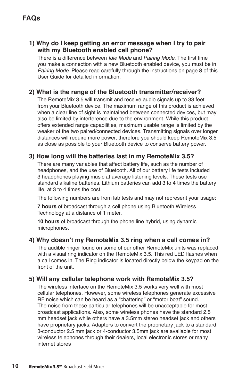 Faqs | JK Audio RemoteMix 3.5 User Manual | Page 14 / 20