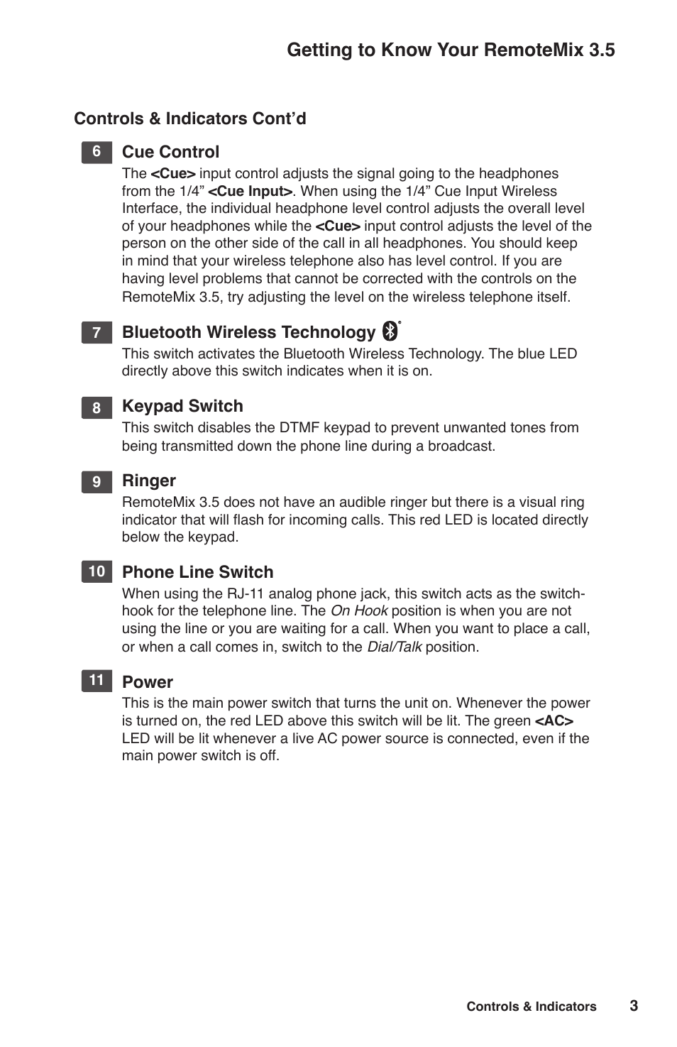 Getting to know your remotemix 3.5 | JK Audio RemoteMix 3.5 User Manual | Page 7 / 20