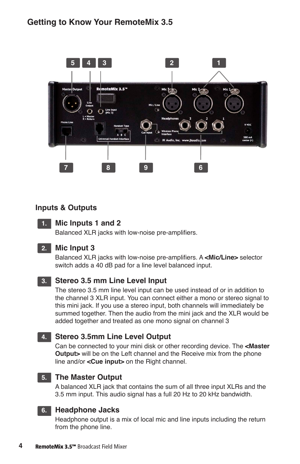 Getting to know your remotemix 3.5 | JK Audio RemoteMix 3.5 User Manual | Page 8 / 20