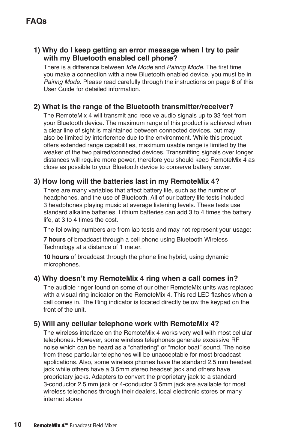 Faqs | JK Audio RemoteMix 4 User Manual | Page 14 / 20