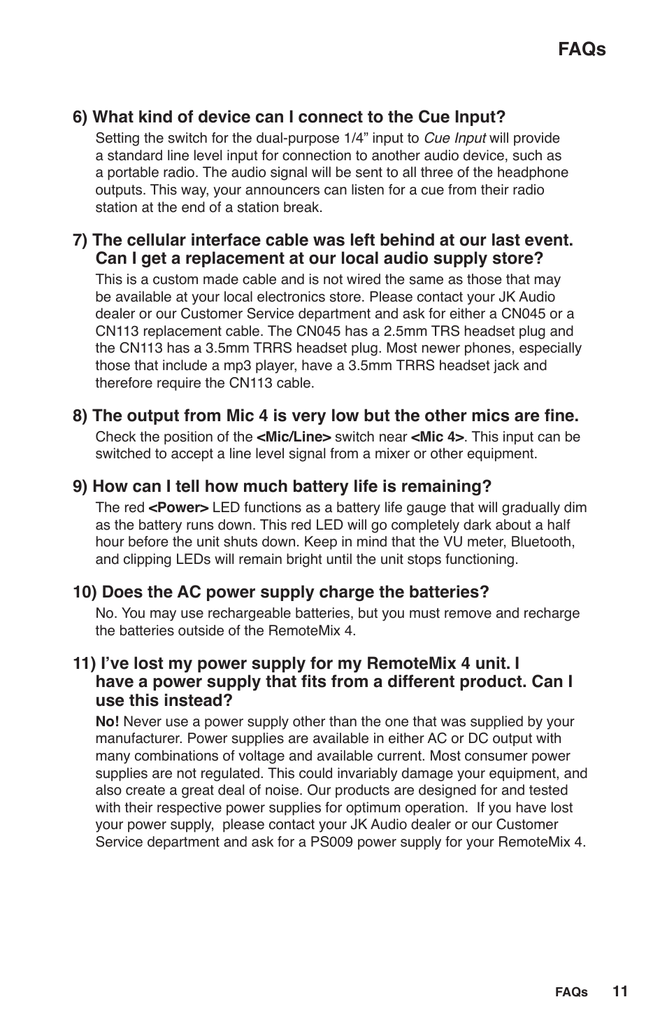 Faqs | JK Audio RemoteMix 4 User Manual | Page 15 / 20