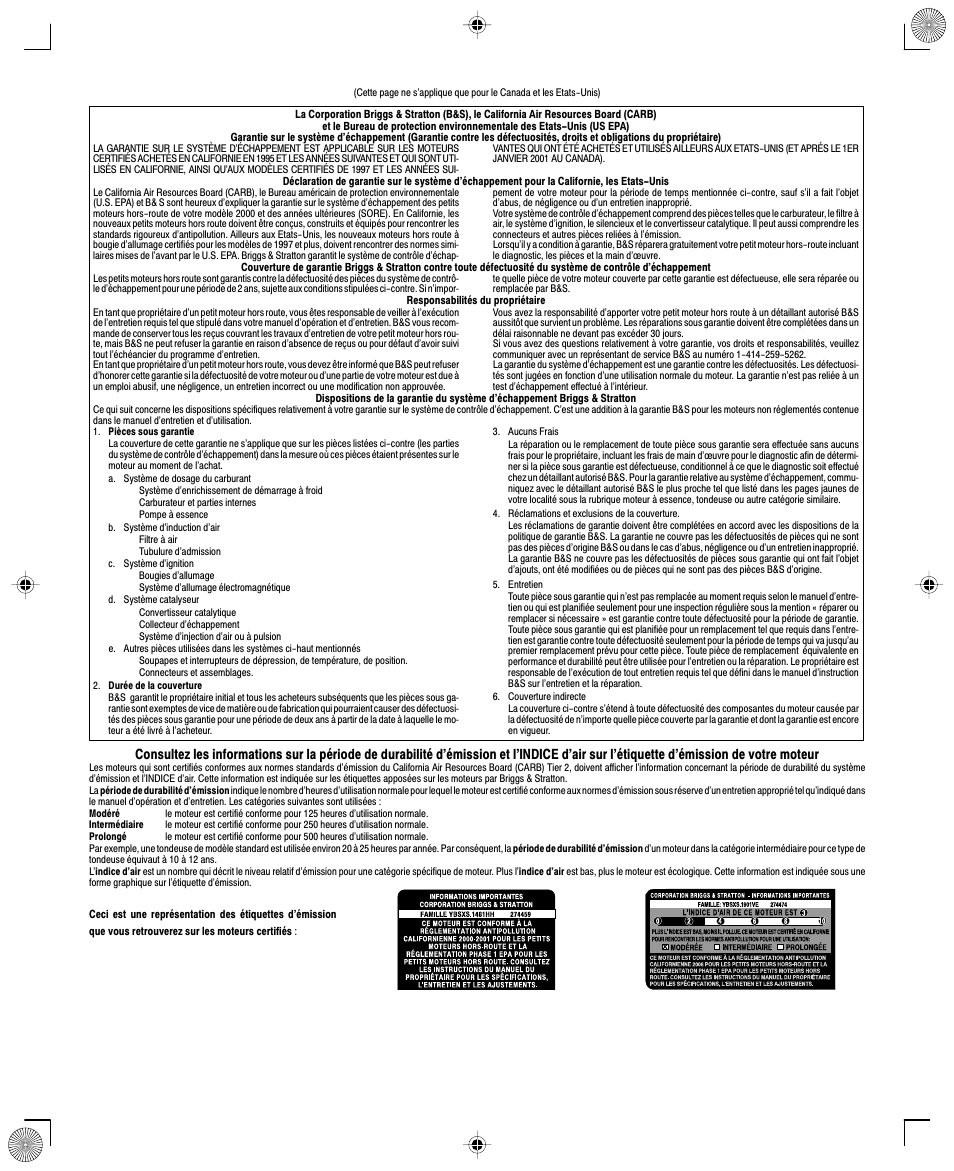 Briggs & Stratton 135200 User Manual | Page 20 / 20