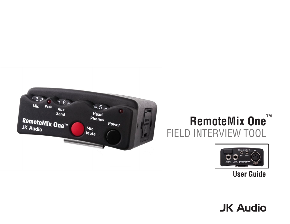 JK Audio RemoteMix One User Manual | 9 pages