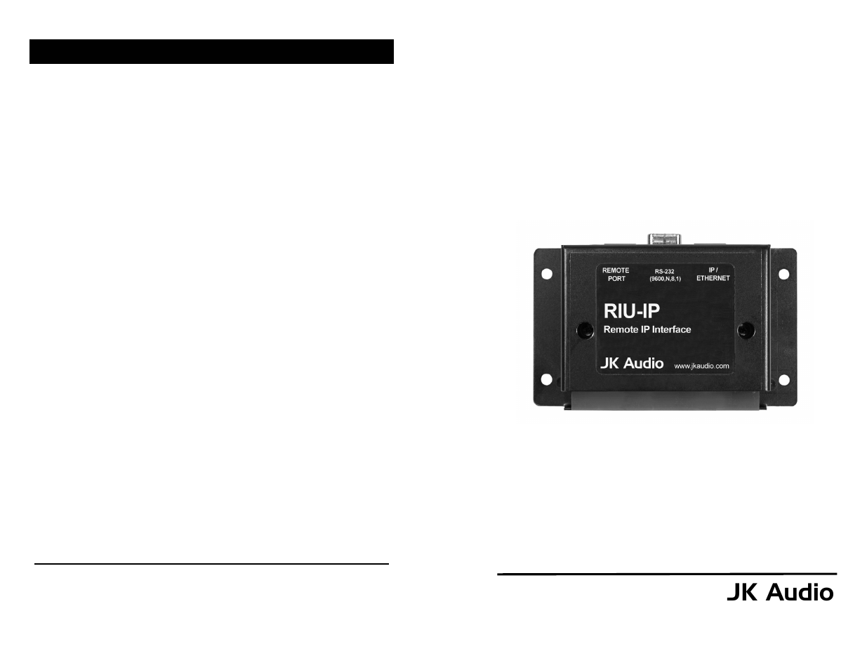 JK Audio RIU-IP User Manual | 6 pages