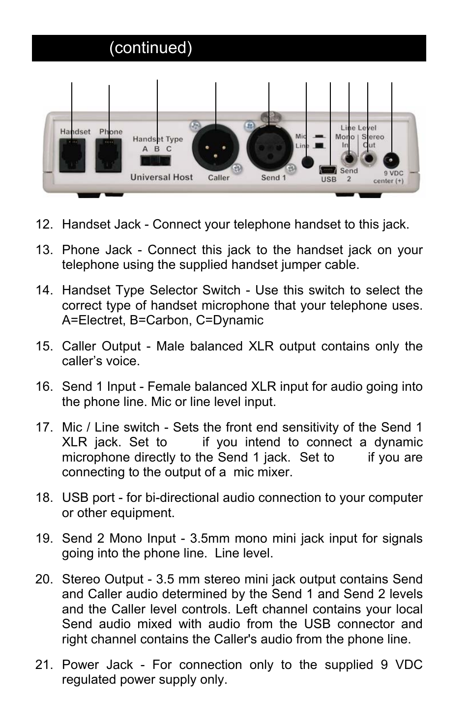 Features (continued) | JK Audio Universal Host User Manual | Page 4 / 16