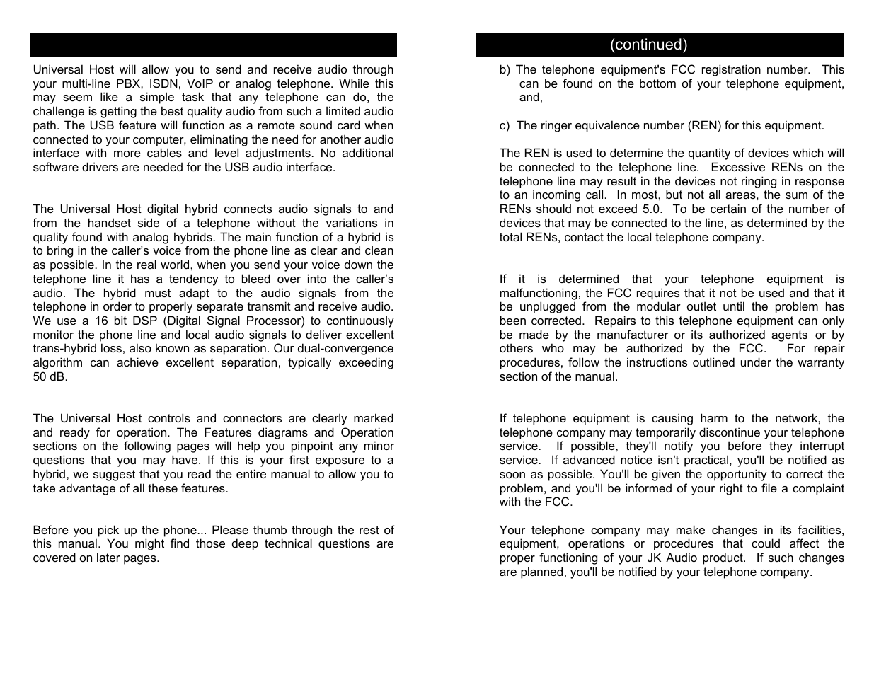 JK Audio Universal Host User Manual | Page 2 / 8