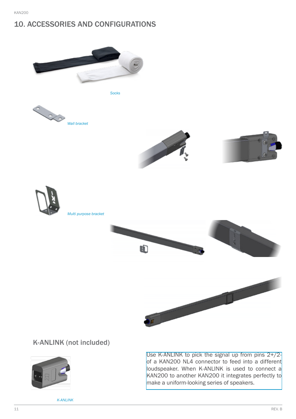 Accessories and configurations, K-anlink (not included) | K-array KAN200 User Manual | Page 11 / 16