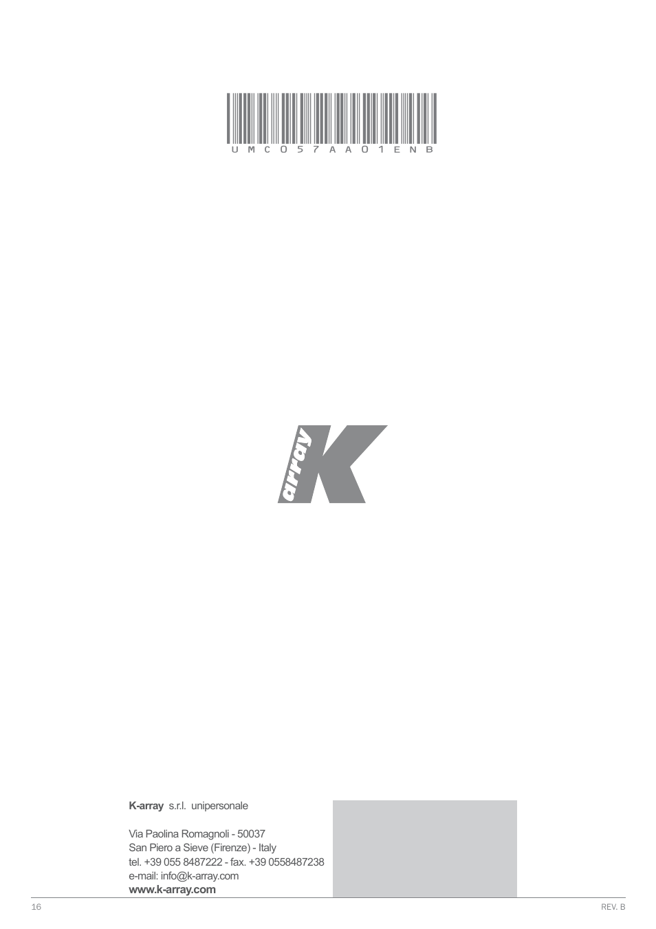 K-array KAN200 User Manual | Page 16 / 16