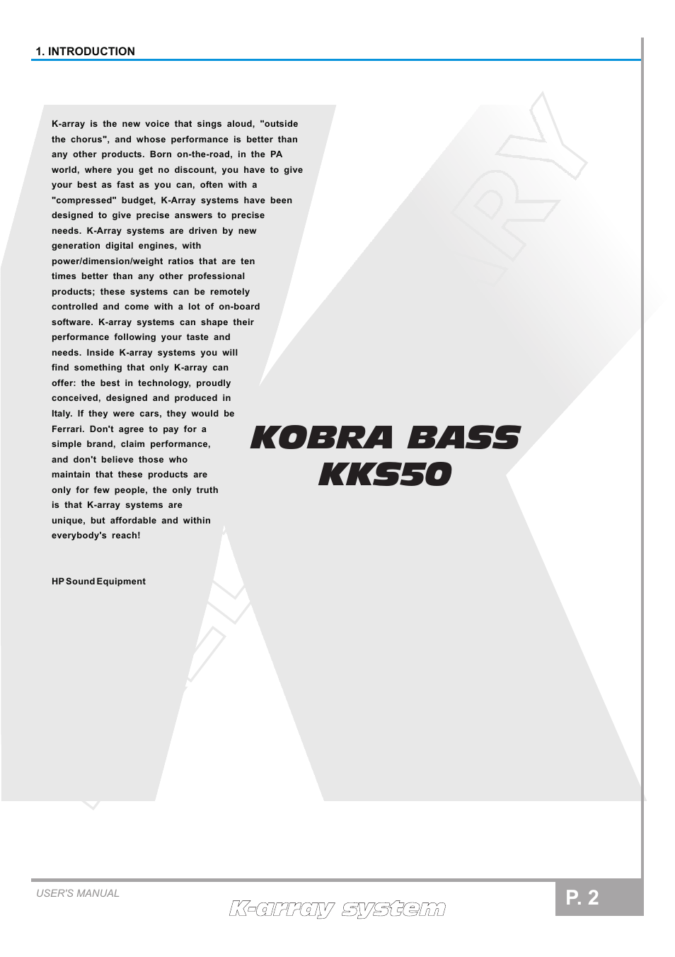 Kobra bass kks50, P. 2 | K-array KKS50 User Manual | Page 2 / 4