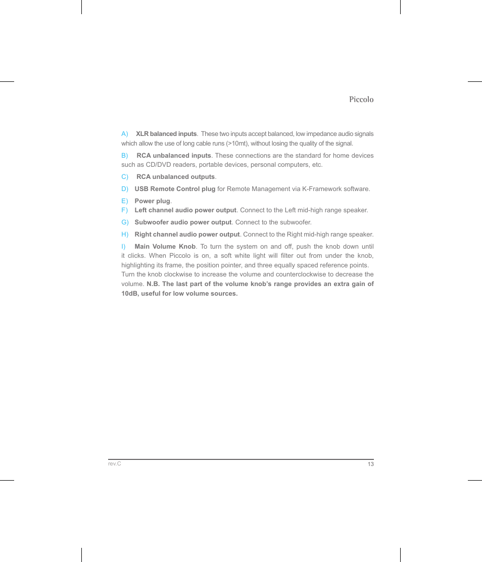 Piccolo | K-array Piccolo User Manual | Page 13 / 20