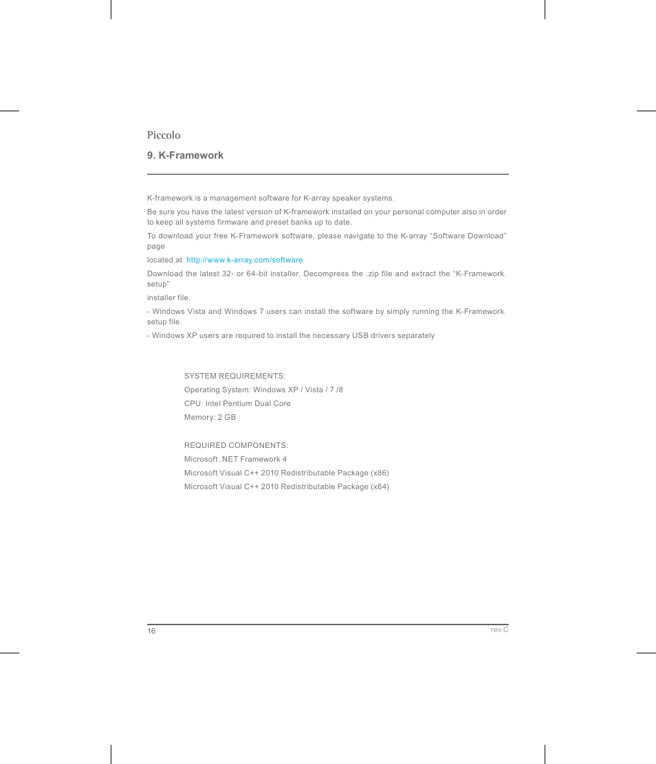 Piccolo | K-array Piccolo User Manual | Page 16 / 20