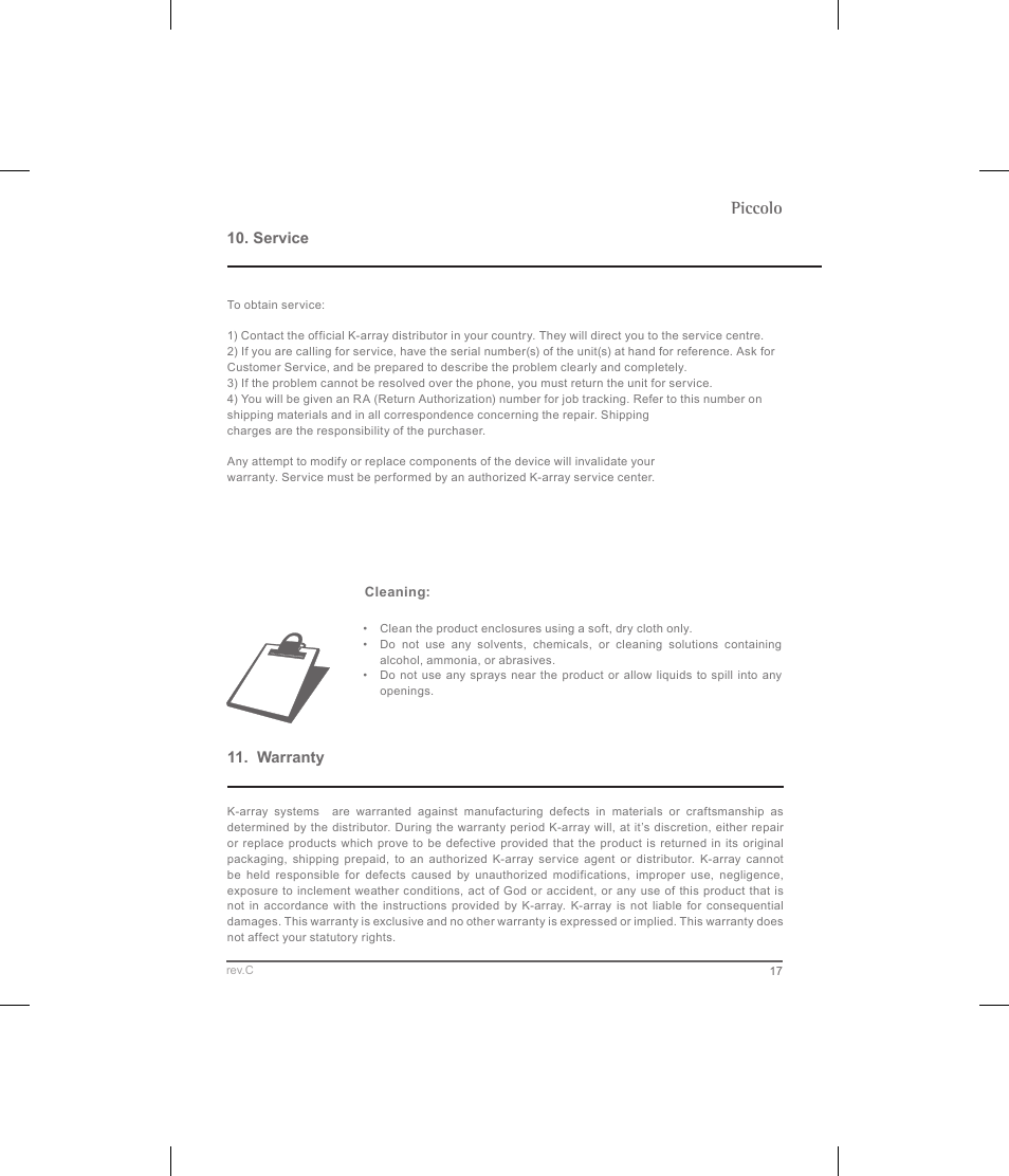 Piccolo | K-array Piccolo User Manual | Page 17 / 20