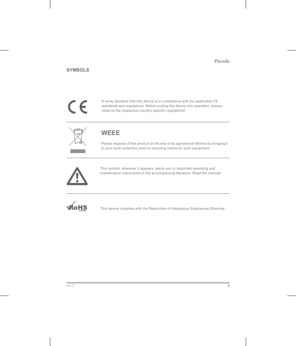 Weee | K-array Piccolo User Manual | Page 5 / 20