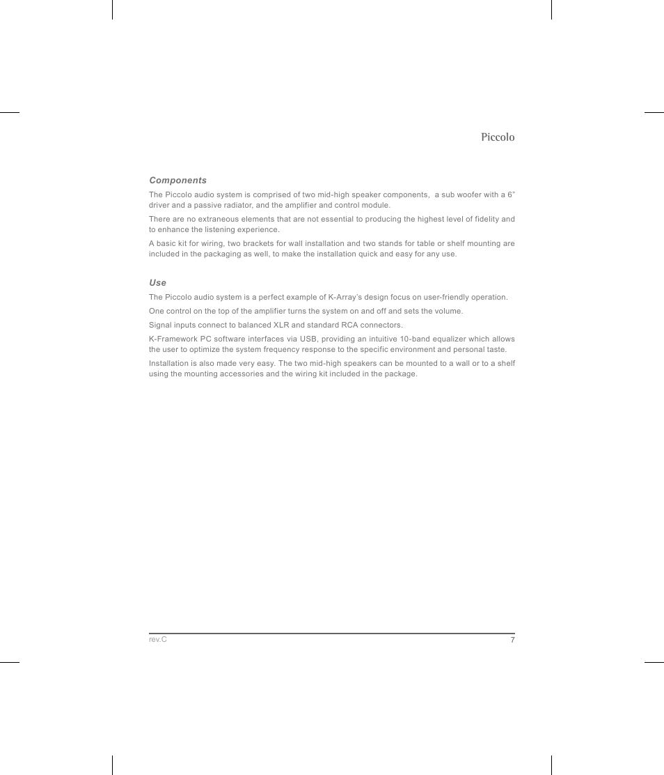 Piccolo | K-array Piccolo User Manual | Page 7 / 20