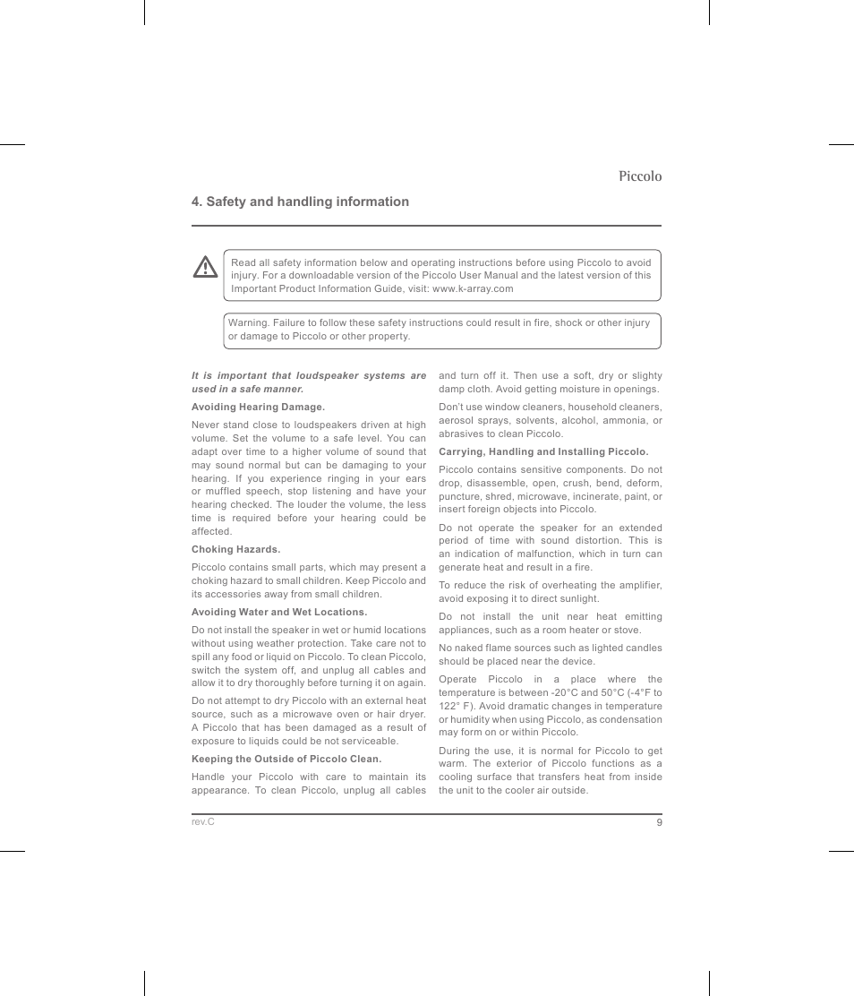 Piccolo | K-array Piccolo User Manual | Page 9 / 20
