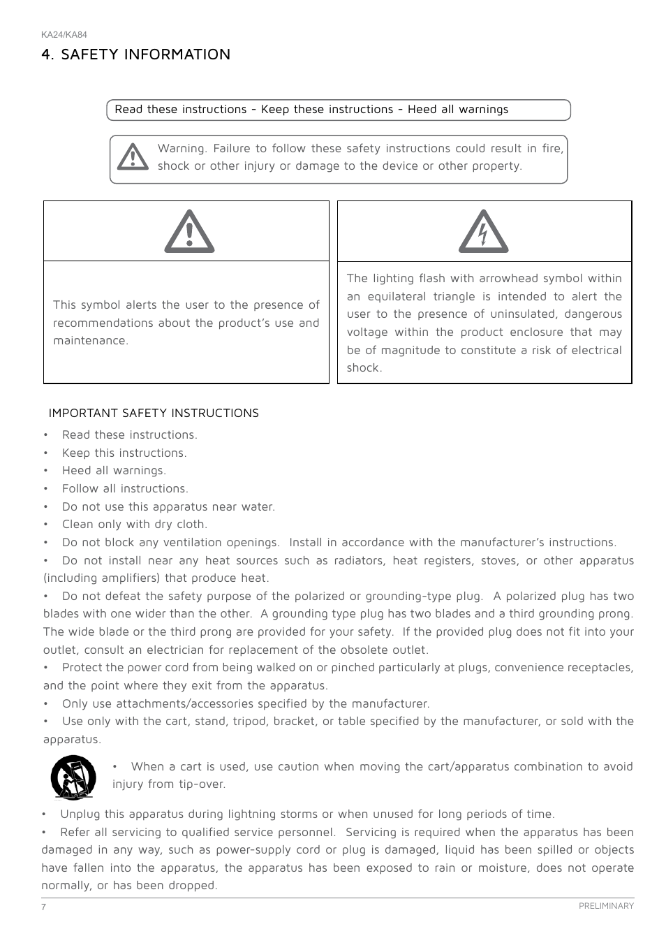 Safety information, Safety information 7 | K-array KA24 User Manual | Page 7 / 24