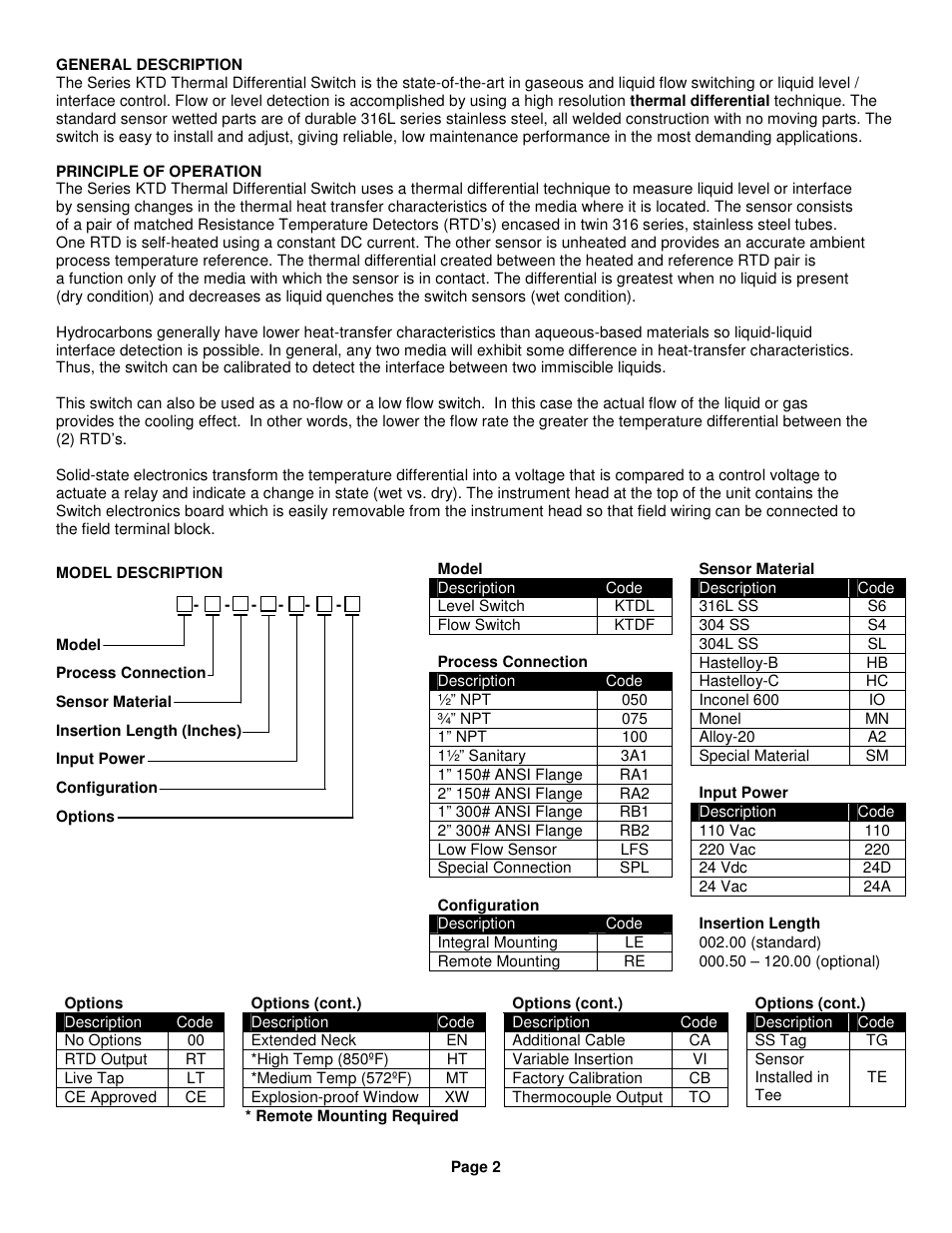 Kenco Engineering Thermal Differential Switch User Manual | Page 2 / 8