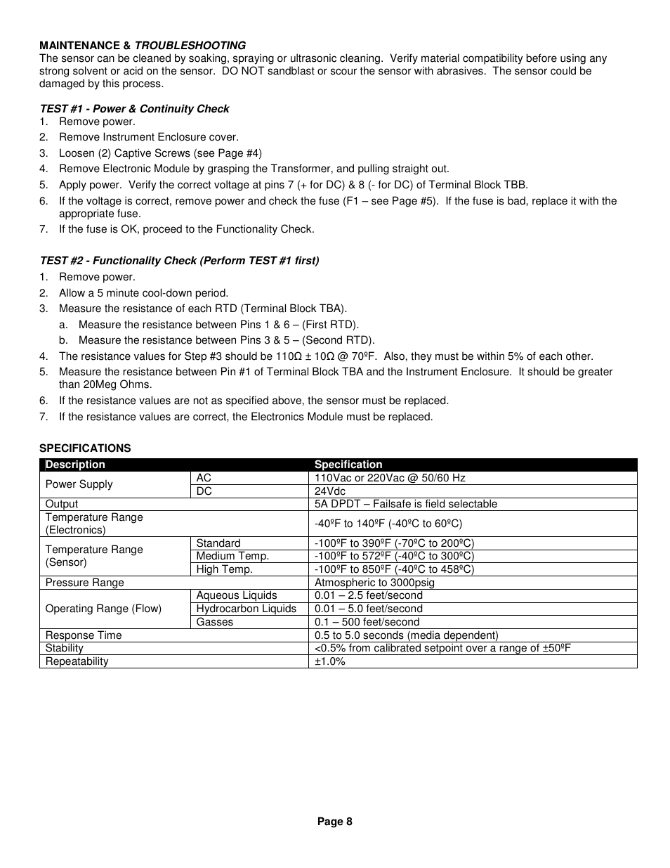 Kenco Engineering Thermal Differential Switch User Manual | Page 8 / 8