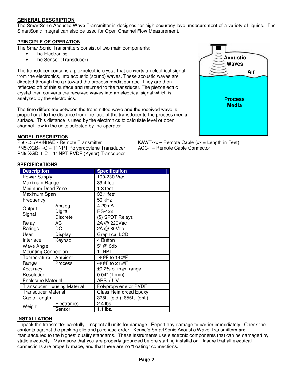 Kenco Engineering SmartSonic Transmitter (Remote) User Manual | Page 2 / 37