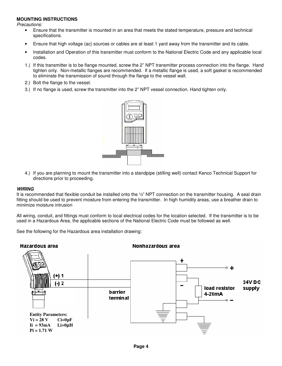 Kenco Engineering SmartSonic Transmitter (Integral) User Manual | Page 4 / 30